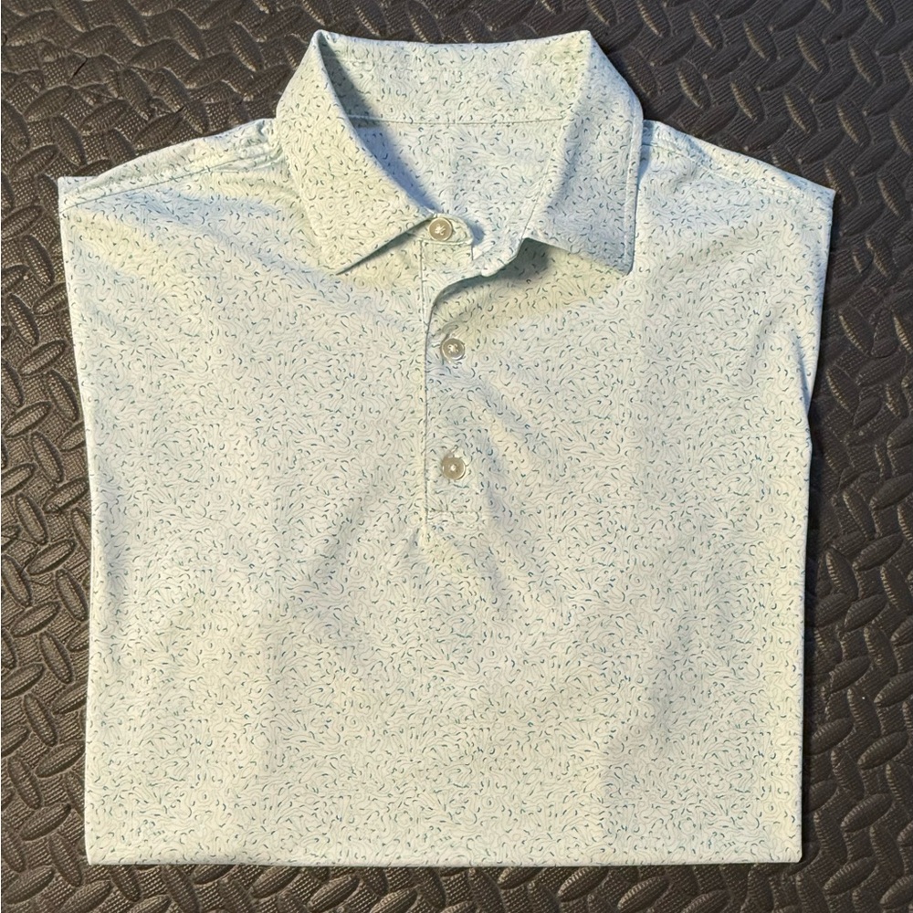 2 Putt Men’s Golf Short Sleeve Polo Blue/Green Abstract Print Size XL